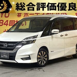 SERENA　セレナ　ハイウェイスター　【総合評価優良車】シンプルスマートのS-HYBRID🍃アイドリングストップ機能搭載🍃カタログ燃費ＪＣ０８モード１６．６ｋｍ／Ｌ🍃純正ＳＤナビ🛣️地デジフルセグTV📺ＤＶＤ📀Bluetooth📱🎶両側パワースライドドア＆デュアルバックドアタイプで荷物の出し入れも使い分け可能🧳✨エマージェンシーブレーキ搭載🚗純正フリップダウンモニター付きで後席のお子様も飽きずに楽しく乗れます😆✨　夜間走行時も明るいLEDヘッドライト＆フォグ🔦　　　⭐1年保証＋プラチナ保証⭐　